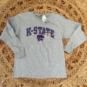 Rally House Kids Heather Gray K-State Long Sleeve Tee Large NWT